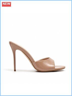 Women's 4-Inch Stiletto Heel Mules Open Toe Backless Slip On Faux Leather Dress